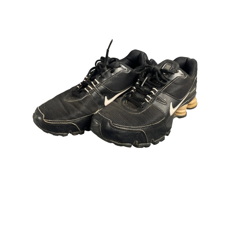 Nike Shox Running Shoes Womans 8 Black Tan Silver Mesh Sneakers Low Top